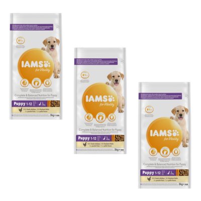 Karma dla psa IAMS For Vitality Puppy Kurczak 3 x 3 kg