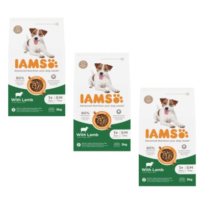 Karma dla psa IAMS For Vitality Adult Small & Medium Breed Lamb 3 x 3 kg