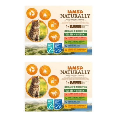 Karma dla kota IAMS Naturally Adult Land and Sea (24 x 85 g)