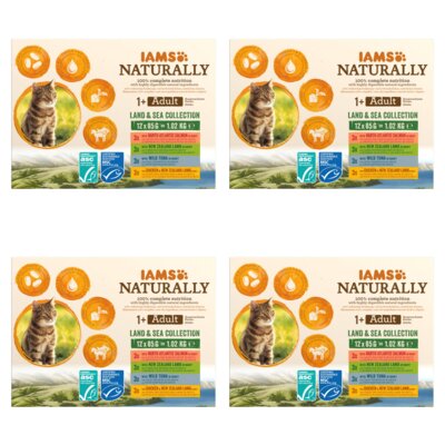 Karma dla kota IAMS Naturally Adult Land and Sea (48 x 85 g)