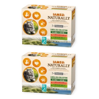 Karma dla kota IAMS Naturally Senior Land & Sea (24 x 85 g)