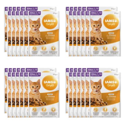 Karma dla kota IAMS Delights Kitten Kurczak w sosie (48 x 85 g)