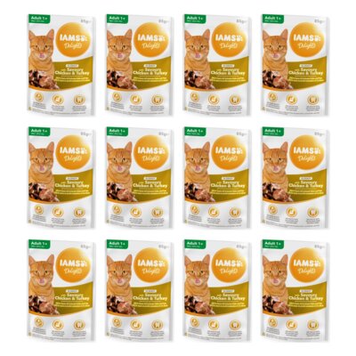 Karma dla kota IAMS Delights Aromatyczny kurczak i indyk w sosie 12 x 85 g