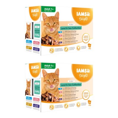 Karma dla kota IAMS Delights Land & Sea w galarecie (24 x 85 g)