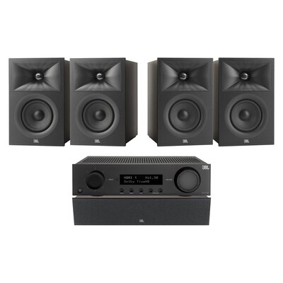 Amplituner JBL MA310 Czarny + Kolumna głośnikowa JBL Stage 2 240 B Czarny (4 szt.) + Głośnik centralny JBL Stage 2 245C Czarny (1 szt.)