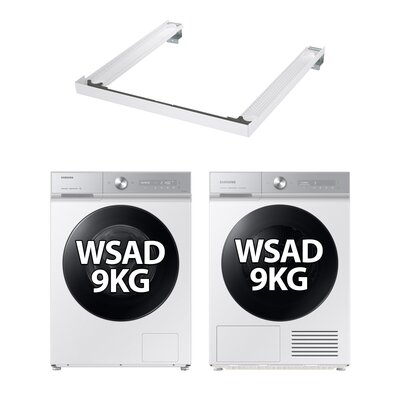 Pralka SAMSUNG WW90DB8U95GHU4 AI Control EcoBubble A 9kg 1400 obr Autodozowanie + Suszarka SAMSUNG AI DV90BB9445GHS6 + Łącznik SAMSUNG SKK-SSW Biały