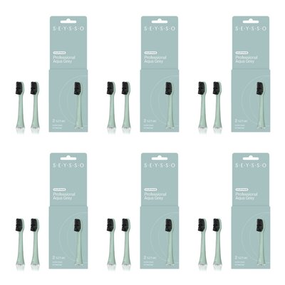 Oryginalna końcówka do szczoteczki SEYSSO Basic Color (12 szt.) Aqua Grey (Docierają do trudno dostępnych miejsc)