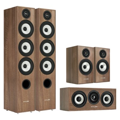 Kolumna głośnikowa PYLON AUDIO Pearl 27 Orzech (2 szt.) + Kolumny głośnikowe PYLON AUDIO Pearl Monitor Orzech (2 szt.) + Głośnik centralny PYLON AUDIO Pearl Center Orzech (1 szt.)