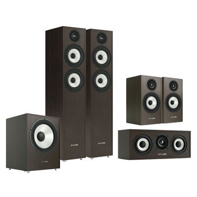 Kolumna głośnikowa PYLON AUDIO Pearl 25 Wenge (2 szt.) + Kolumny głośnikowe PYLON AUDIO Pearl Monitor Wenge (2 szt.) + Głośnik centralny PYLON AUDIO Pearl Center Wenge (1 szt.) + Subwoofer PYLON AUDIO Pearl Sub Wenge