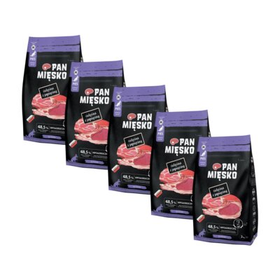 Karma dla psa PAN MIĘSKO Cielęcina z jagnięciną M 5 x 3 kg