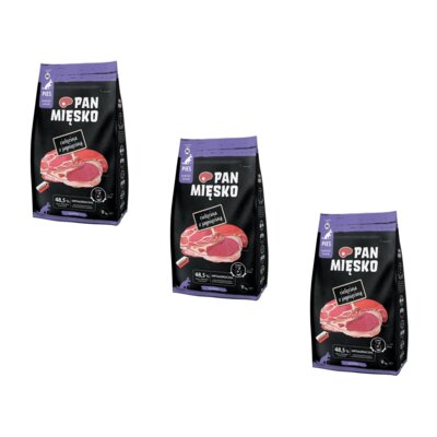Karma dla psa PAN MIĘSKO Cielęcina z jagnięciną M 3 x 9 kg