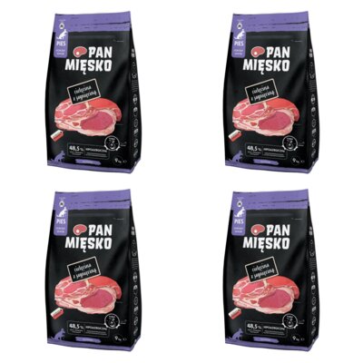 Karma dla psa PAN MIĘSKO Cielęcina z jagnięciną M 4 x 9 kg