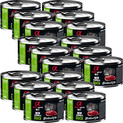 Karma dla kota ALPHA SPIRIT Sterilised Cats Duck 18 x 200 g