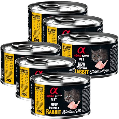 Karma dla kota ALPHA SPIRIT Sterilised Cats Rabbit 6 x 200 g