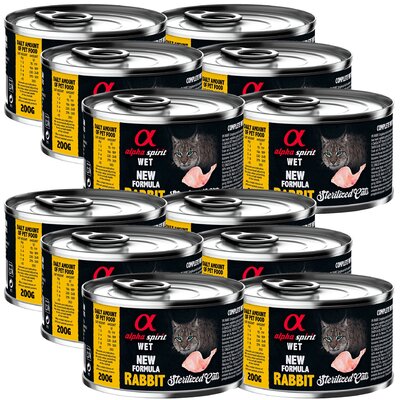 Karma dla kota ALPHA SPIRIT Sterilised Cats Rabbit 12 x 200 g