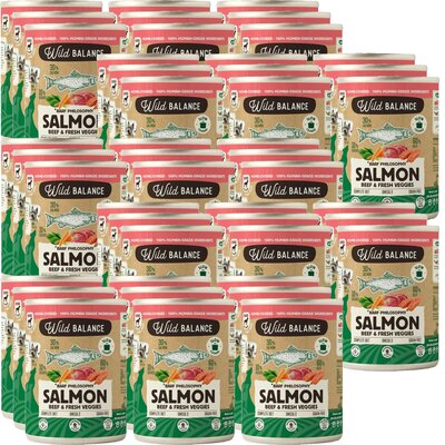 Karma dla psa WILD BALANCE Łosoś z wołowiną, marchewką i szpinakiem 45 x 400 g