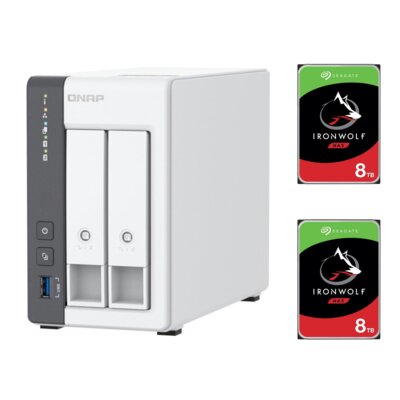 Serwer plików QNAP TS-216G 4GB RAM + Dysk SEAGATE IronWolf NAS 8TB HDD (2 szt.)
