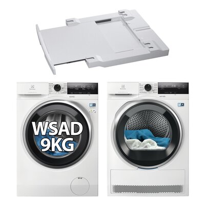 Pralka ELECTROLUX MEW3E9Y6P SensiCare 600 9kg 1400 obr + Suszarka ELECTROLUX DelicateCare 700 MEWD3E8E7P z pompą ciepła + Łącznik AEG A1WYHSK1
