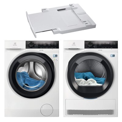 Pralka ELECTROLUX MEW4E8Y7P SteamCare 700 kl.A 8kg 1400 obr QuickCare 69' + Suszarka ELECTROLUX MEWD4E8C7P + Łącznik AEG A1WYHSK1