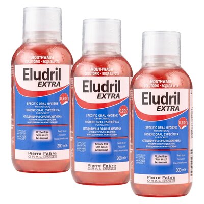 Płyn do płukania jamy ustnej ELUDRIL Extra 3 x 300 ml