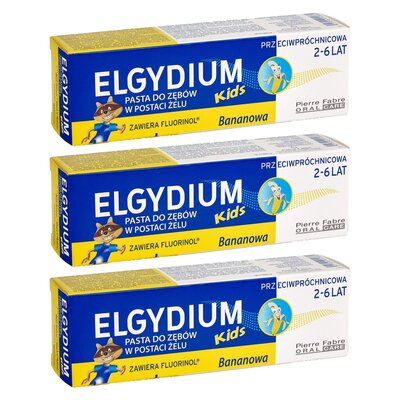 Pasta do zębów ELGYDIUM Kids Bananowa 3 x 50 ml