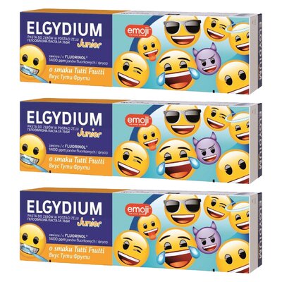 Pasta do zębów ELGYDIUM Emoji Junior Tutti-Frutti 3 x 50 ml