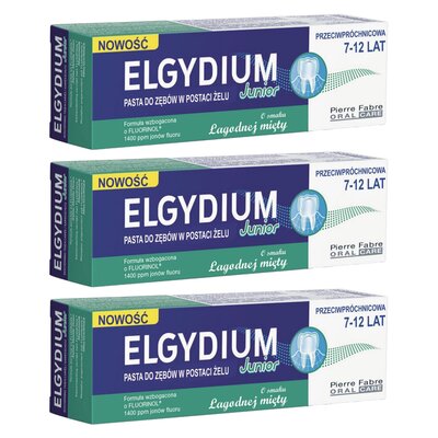 Pasta do zębów ELGYDIUM Junior Miętowa 3 x 50 ml