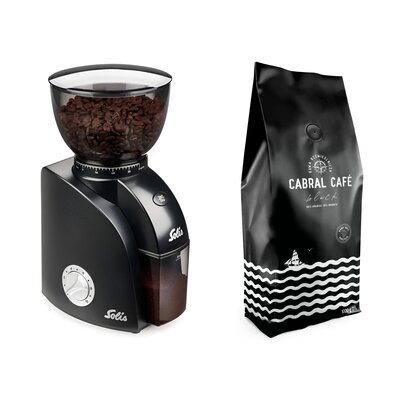 Młynek do kawy SOLIS Scala Zero Static + Kawa ziarnista CABRAL CAFE Black 1 kg (Rzemieślnicza)