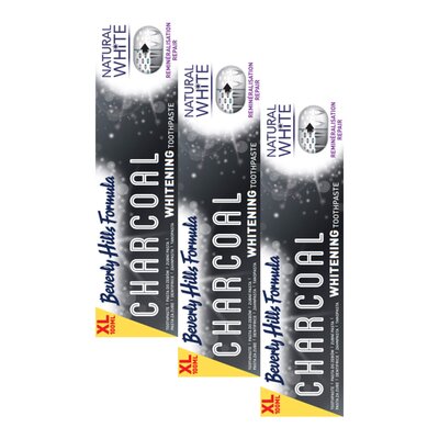Pasta do zębów BEVERLY HILLS Whitening charcoal 100 ml 3 szt.