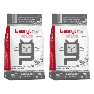 Żwirek dla kota BAZYL Ag+ Compact White 2 x 20 l