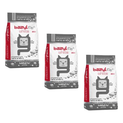 Żwirek dla kota BAZYL Ag+ Compact White 3 x 20 l