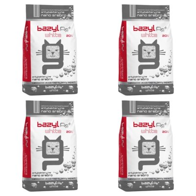 Żwirek dla kota BAZYL Ag+ Compact White 4 x 20 l