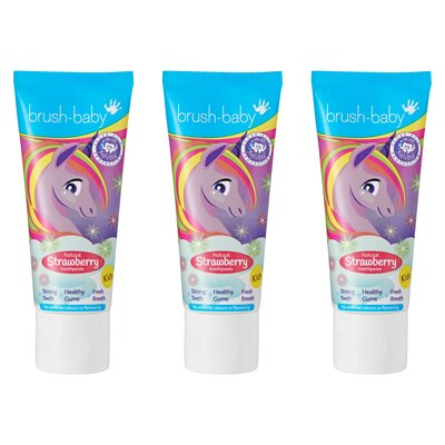 Pasta do zębów BRUSH-BABY Unicorn Strawberry 3 x 50 ml