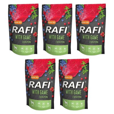 Karma dla psa RAFI z dziczyzną, borówką i żurawiną 5 x 500 g