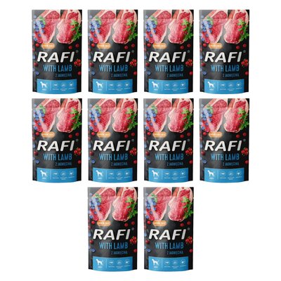 Karma dla psa RAFI z jagnięciną, borówką i żurawiną 10 x 500 g