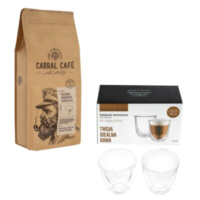 Kawa ziarnista CABRAL CAFE Fazenda Ambiental Fortaleza 1 kg (Rzemieślnicza) + Zestaw szklanek GÖTZE & JENSEN GA191 (2 sztuki)