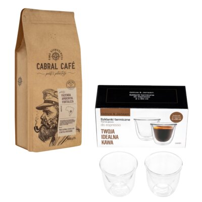 Kawa ziarnista CABRAL CAFE Fazenda Ambiental Fortaleza 1 kg (Rzemieślnicza) + Zestaw szklanek GÖTZE & JENSEN GA061 (2 sztuki)