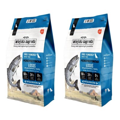 Karma dla psa WIEJSKA ZAGRODA Łosoś S/M 2 x 6 kg