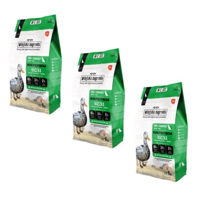 Karma dla psa WIEJSKA ZAGRODA Kaczka M/L 3 x 6 kg