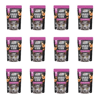 Karma dla kota PAN MIĘSKO Kawałki w sosie Kurczak z krewetkami 12 x 85 g