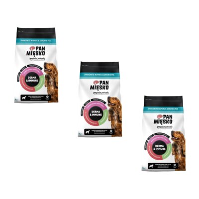 Karma dla psa PAN MIĘSKO Specjalne potrzeby Derma & Immune Chrupki M 3 x 9 kg