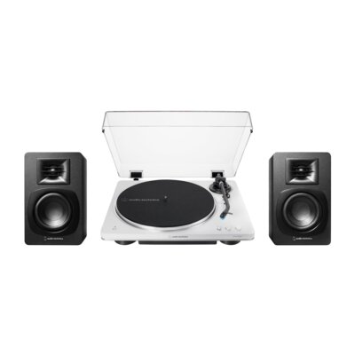 Zestaw Stereo Gramofon Audio-Technica A-T LP70XBT + Aktywne Kolumny Podstawkowe Audio-Technica A-T SP3 X BIAŁY+CZ