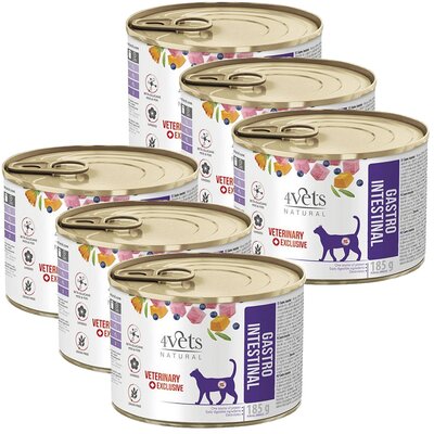 Karma dla kota 4VETS NATURAL Gastro Intenstinal Cat 6 x 185 g
