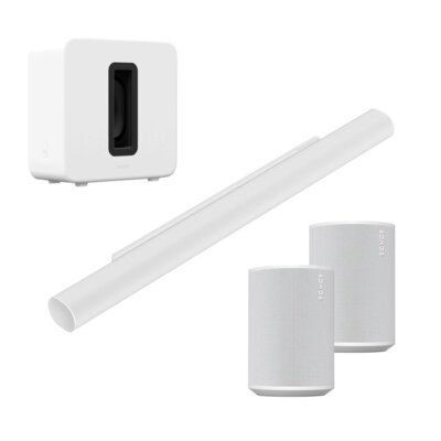 Zestaw kina domowego Sonos ARC Ultra + Era 100 (2 szt.) + Sub 4 Biały HDMI e-ARC, Dolby Atmos, Wi-Fi, BT, AirPlay2, Trueplay™, Aplikacja Sonos