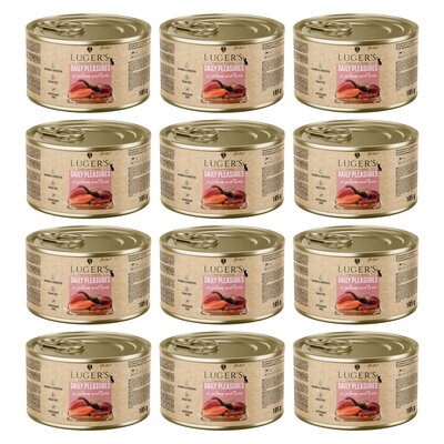 Karma dla kota LUGER'S Daily Pleasures z łososiem i tuńczykiem 12 x 185 g