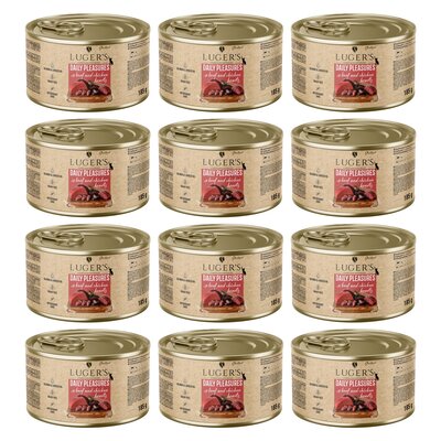 Karma dla kota LUGER'S Daily Pleasures Wołowina i Serca z kurczaka 12 x 185 g