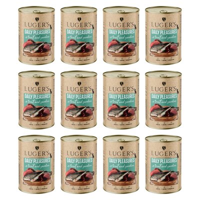 Karma dla kota LUGER'S Daily Pleasures z pstrągiem i sardynką 12 x 400 g