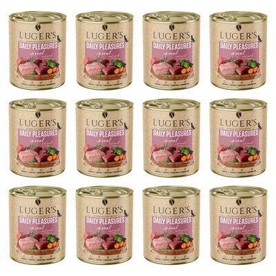 Karma dla psa LUGER'S Daily Pleasures z cielęciną i marchewką 12 x 800 g