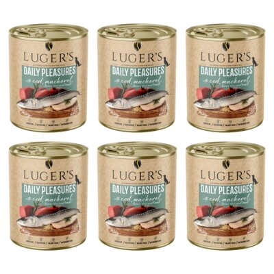 Karma dla psa LUGER'S Daily Pleasures z dorszem, makrelą, pomidorem i ryżem brązowym 6 x 800 g