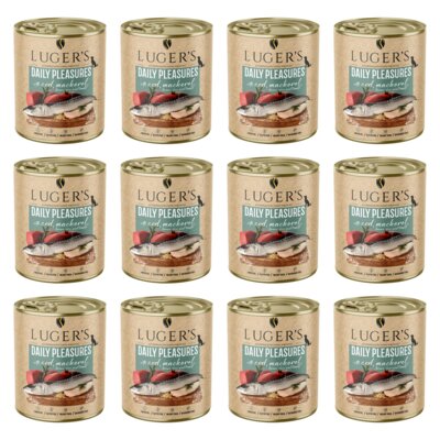 Karma dla psa LUGER'S Daily Pleasures z dorszem, makrelą, pomidorem i ryżem brązowym 12 x 800 g